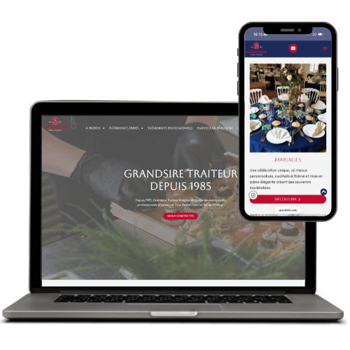 Présentation du site Grandsire Traiteur en version ordinateur et mobile
